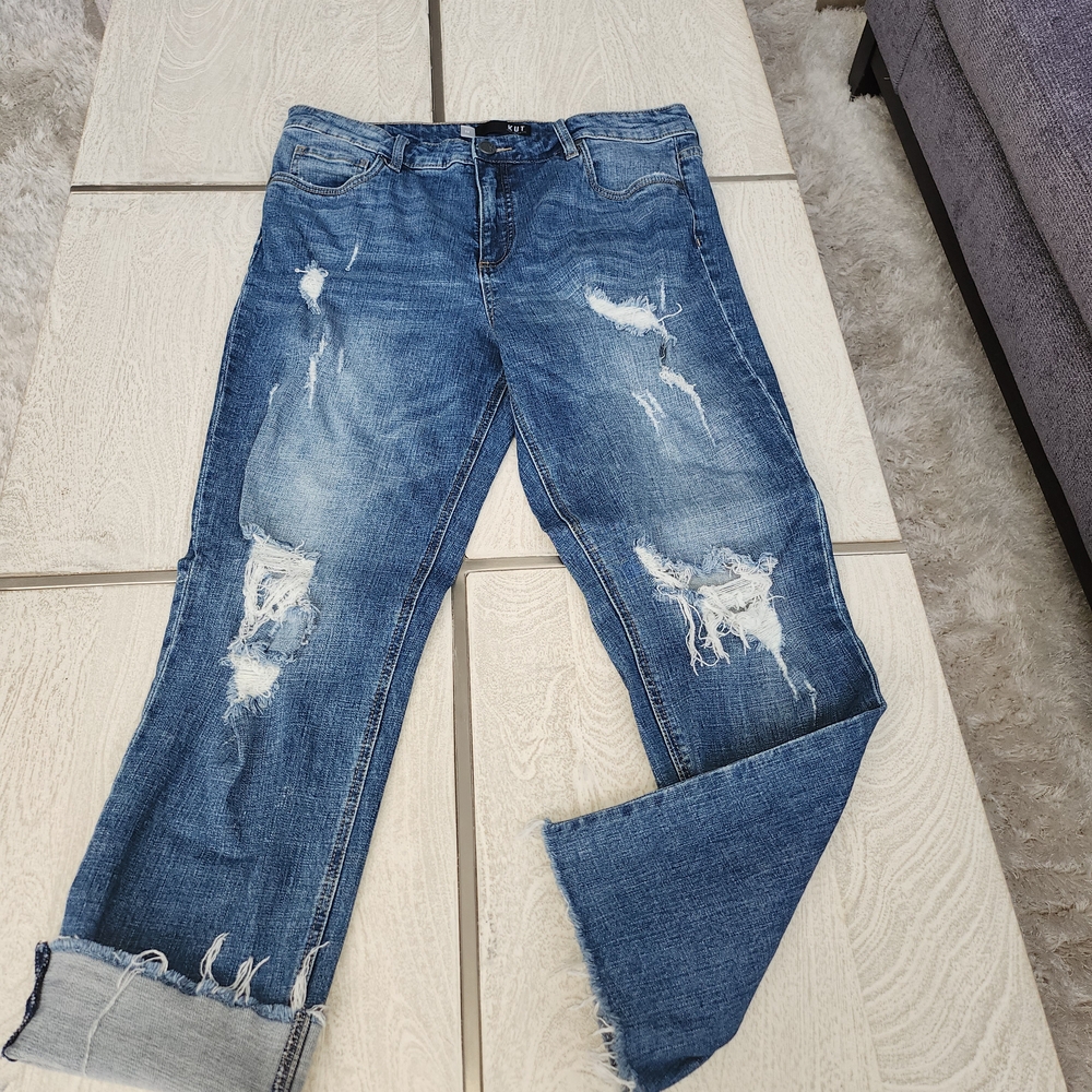 Kut from the Kloth Ripped Blue Boyfriend Jeans